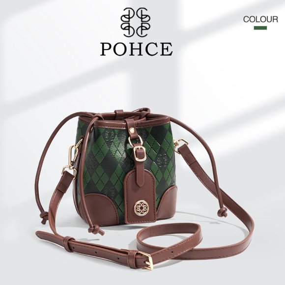 POHCE bucket bag 2023 NWT Green shoulder bag fashion texture bucket bag 2211 - Picture 5 of 12